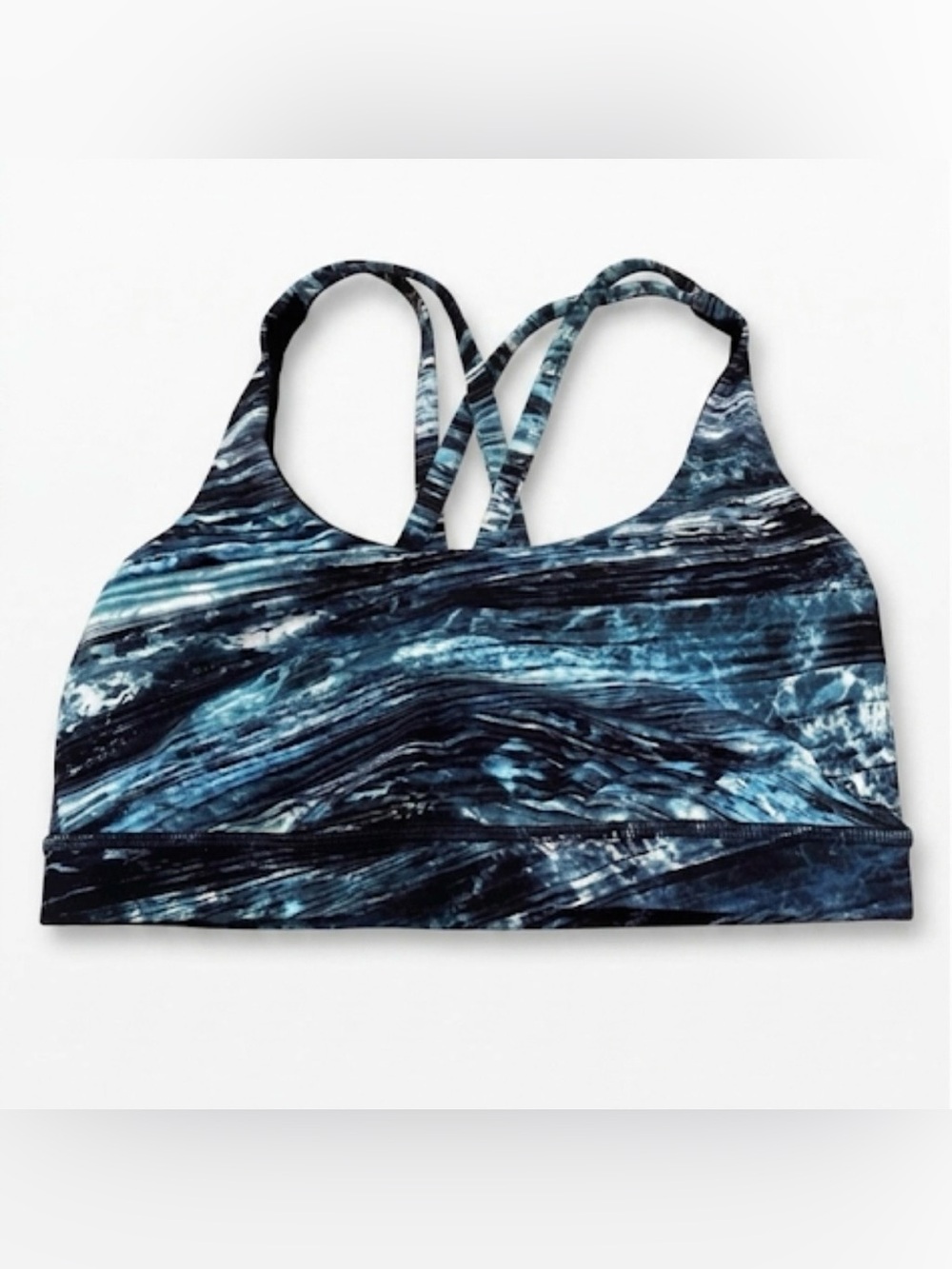 Lululemon Energy Bra Blue Black Marble Wave Women’s Size 8 Athleisure Yoga